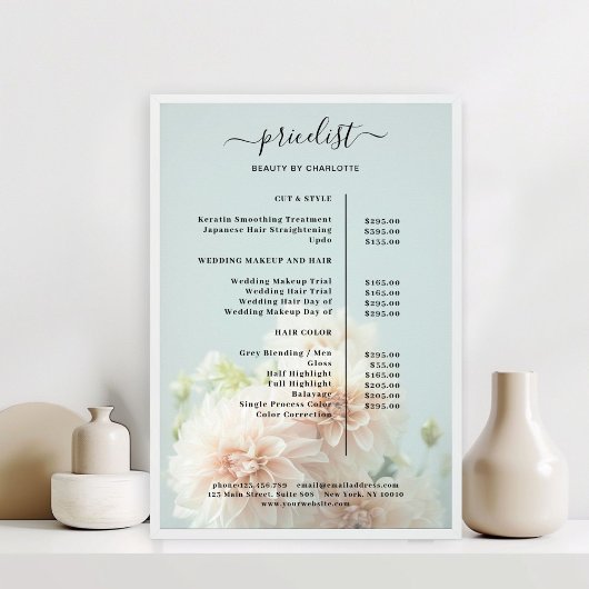 Pfingstrose Blumen Salon Preisliste Poster