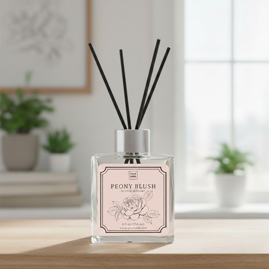 Pfingstrose Blush Duftdiffusor Etikett Quadratischer Aufkleber