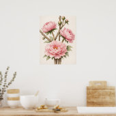 Pfingstrose Botanisch Pink Poster (Küche)