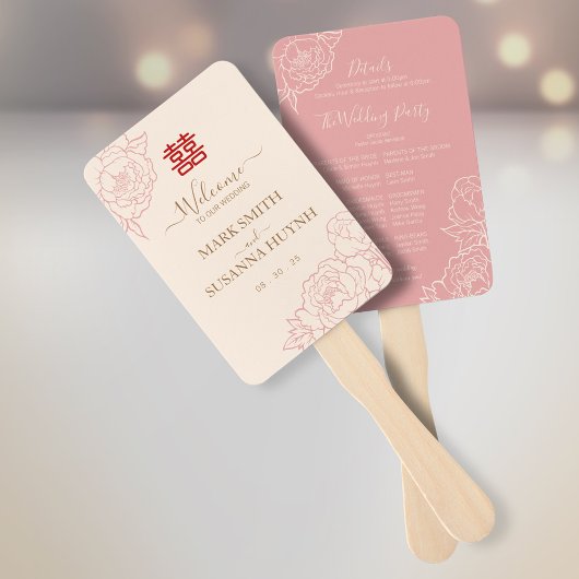 Pfingstrose Double Happiness Hochzeitsprogramm & Z Fächer