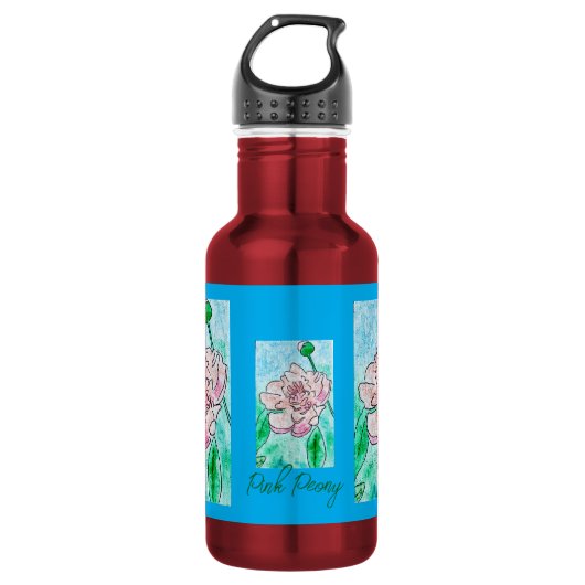Pfingstrose edelstahlflasche (Vorderseite)