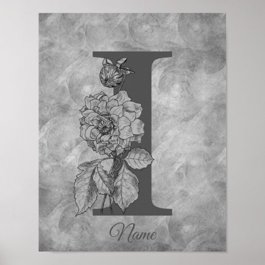 Pfingstrose Elegantes Monogramm Initiale I Persona Poster (Vorne)