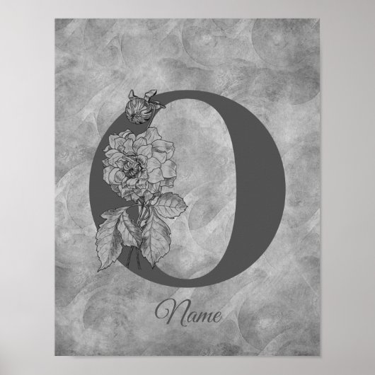 Pfingstrose Elegantes Monogramm Initiale O Persona Poster (Vorne)
