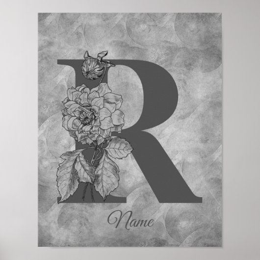 Pfingstrose Elegantes Monogramm Initiale R Persona Poster (Vorne)