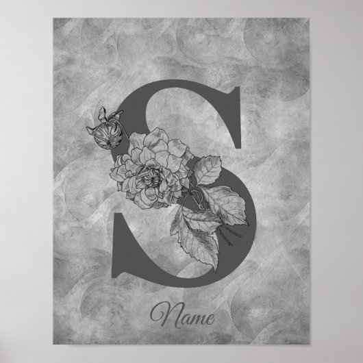 Pfingstrose Elegantes Monogramm Initiale S Persona Poster (Vorne)