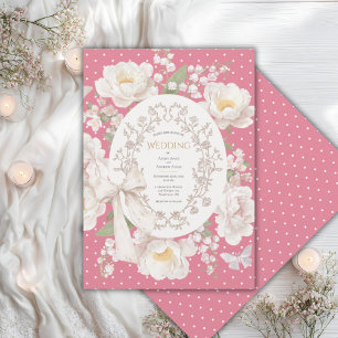 Pfingstrose Floral Vintage Elegant Mauve Pink Hoch Einladung