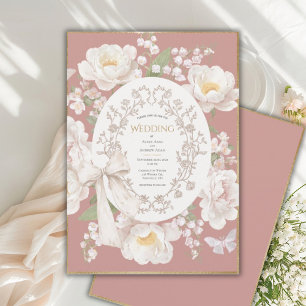 Pfingstrose Floral Vintage Elegante Mauve-Hochzeit Einladung