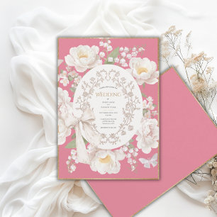 Pfingstrose Floral Vintage Elegante Mauve-Pinke Ho Einladung