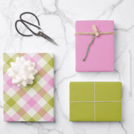 Pfingstrose Gingham Geschenkpapier Set