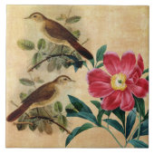 Pfingstrose mit Nachtigallen Fliese (Vorderseite)