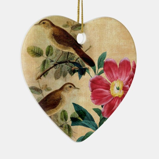 Pfingstrose mit Nachtigallen Keramik Ornament (Rechts)