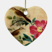 Pfingstrose mit Nachtigallen Keramik Ornament (Hinten)