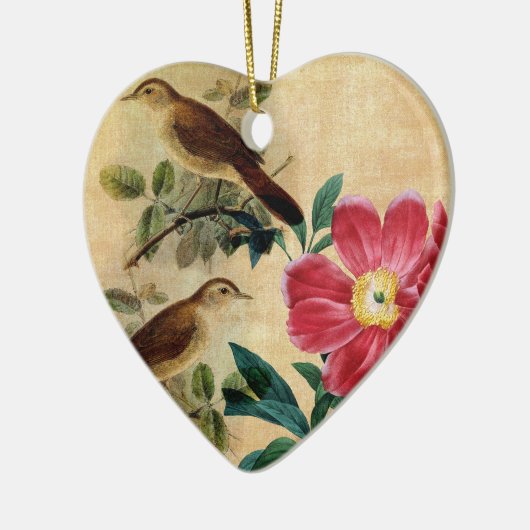 Pfingstrose mit Nachtigallen Keramik Ornament (Links)