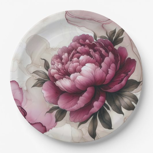 Pfingstrose Pink Abstrakt Pappteller (Vorderseite)