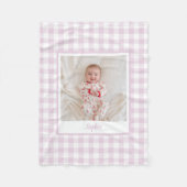 Pfingstrose Pink Gingham Karofoto Fleecedecke (Vorderseite)