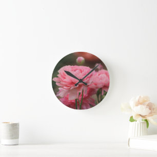 Pfingstrose Pink Ranunculus Nahaufnahme Runde Wanduhr