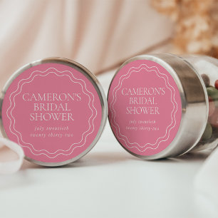 Pfingstrose Pink Wellige Kammrand-Brautabschied Runder Aufkleber