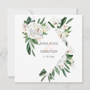 *~* Pfingstrose QR RSVP AR15 Blumenrahmen Hochzeit Einladung