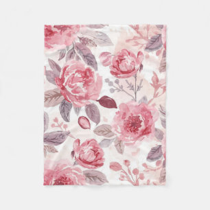 Pfingstrose Rosen-Wasserfarben-Blumengarten Fleecedecke