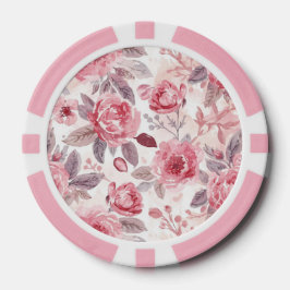 Pfingstrose Rosen-Wasserfarben-Blumengarten Pokerchips