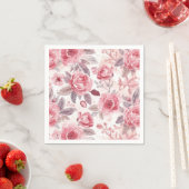 Pfingstrose Rosen-Wasserfarben-Blumengarten Serviette (Beispiel)