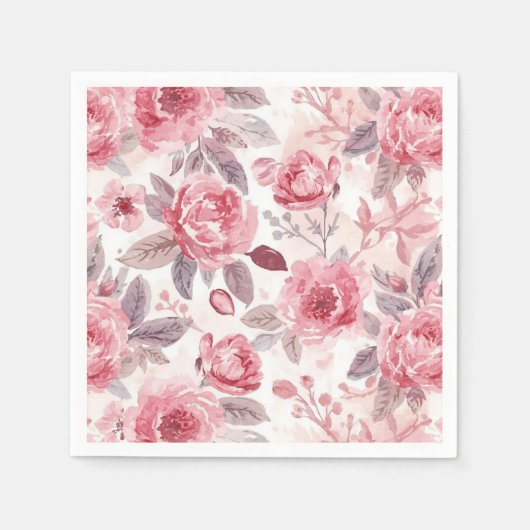 Pfingstrose Rosen-Wasserfarben-Blumengarten Serviette (Vorderseite)