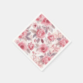 Pfingstrose Rosen-Wasserfarben-Blumengarten Serviette (Ecke)