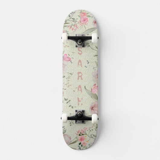 Pfingstrose & Schmetterlinge Sage Ästhetik Skateboard (Vorderseite)