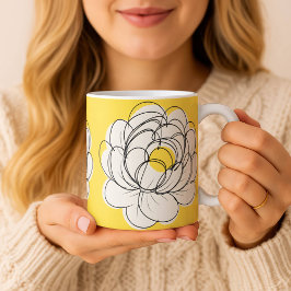 Pfingstrose-Tasse Bold Yellow Grafik-Blume Minimal Kaffeetasse