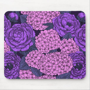 Pfingstrose und Hortensie in Rosa und Violett Mousepad