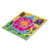 Pfingstrose und Schmetterlinge Fliese (Seite)