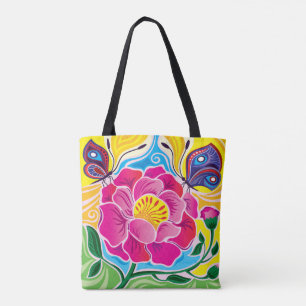 Pfingstrose und Schmetterlinge Tasche