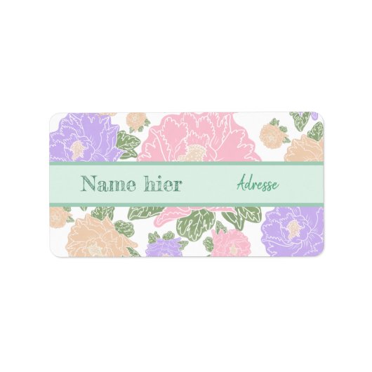 Pfingstrosen Adressaufkleber (Vorne)