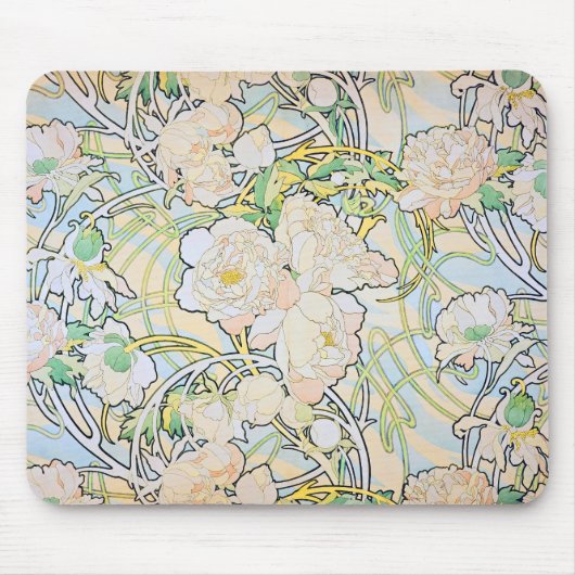 Pfingstrosen Alphonse Mucha Mousepad (Vorne)