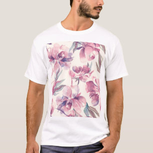 Pfingstrosen-Aquarell: nahtloser floraler Hintergr T-Shirt