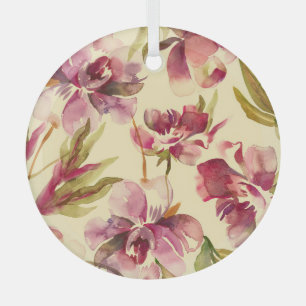 Pfingstrosen Aquarell: Nahtloser Hintergrund Bliss Ornament Aus Glas