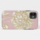 Pfingstrosen-Blume botanisch, rosa und Gold mit Case-Mate iPhone Hülle (Rückseite (Horizontal))