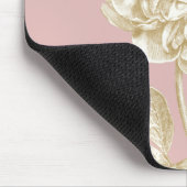Pfingstrosen-Blume botanisch, rosa und Gold Mousepad (Ecke)