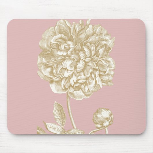 Pfingstrosen-Blume botanisch, rosa und Gold Mousepad (Vorne)
