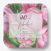 Pfingstrosen Blumen 90. Geburtstagsfeier  Pappteller (Vorderseite)