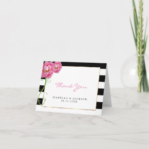 Pfingstrosen Blumen auf Schwarz-Weiß - Danke