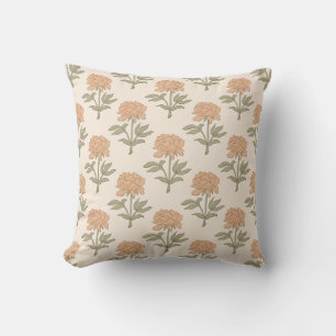 Pfingstrosen-Blumen-Blockdruck Vintage-Boho-Warm-N Kissen
