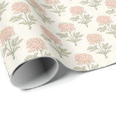 Pfingstrosen-Blumen-Blockdruck Vintage Cottage Sof Geschenkpapier (Rolleneckpunkt)