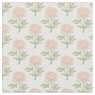 Pfingstrosen-Blumen-Blockdruck Vintage Cottage Sof Stoff