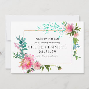 Pfingstrosen-Blumen- Hochzeitsankündigung "Save th Save The Date