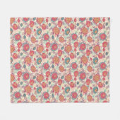 Pfingstrosen-Blumen- und Blätter-Muster Fleecedecke (Vorderseite (Horizontal))