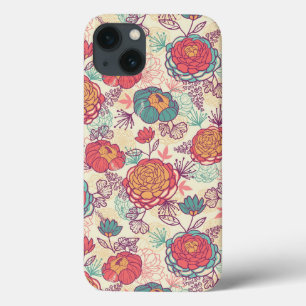 Pfingstrosen-Blumen- und -Blättermuster Case-Mate iPhone Hülle