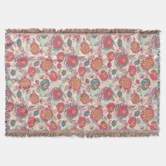 Pfingstrosen-Blumen- und -Blättermuster Decke (Vorderseite)
