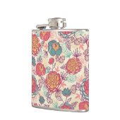 Pfingstrosen-Blumen- und -Blättermuster Flachmann (Links)