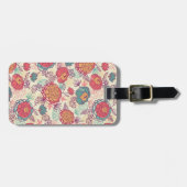 Pfingstrosen-Blumen- und -Blättermuster Gepäckanhänger (Vorderseite horizontal)